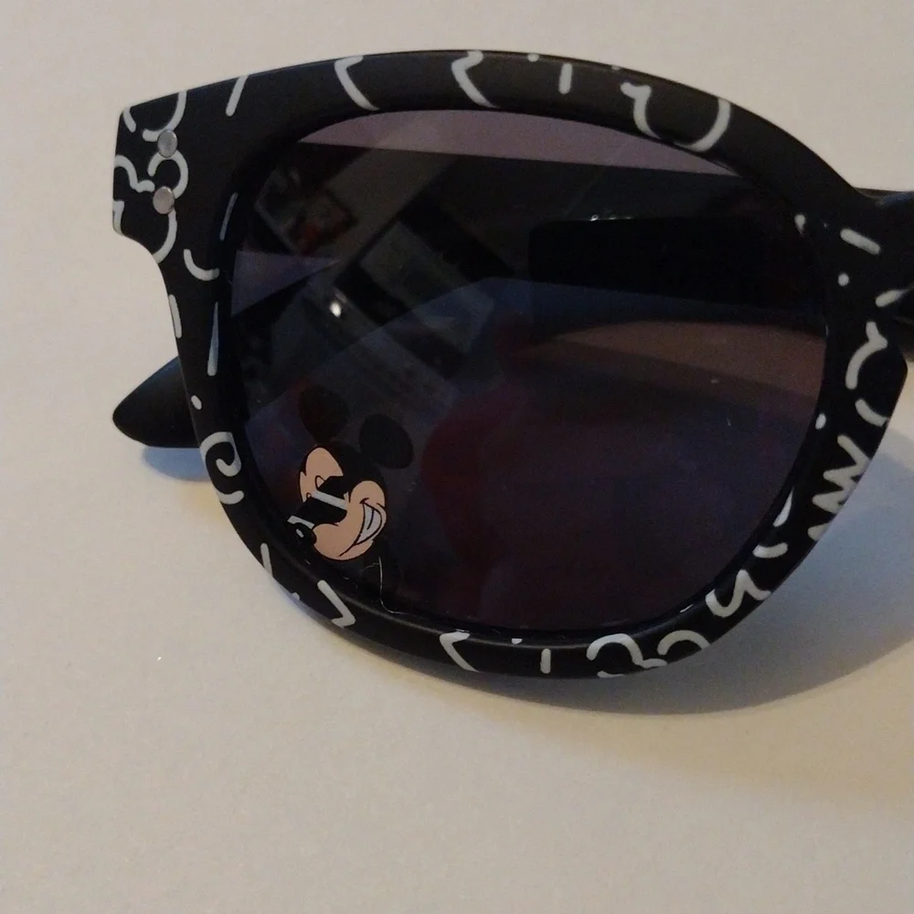 Disney Black Kids Sunglasses with White Doodle Print